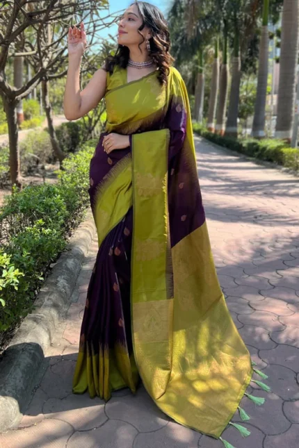Banarasi Silk Zari Woven Jacquard Saree For Festive Glamour Festive Wear