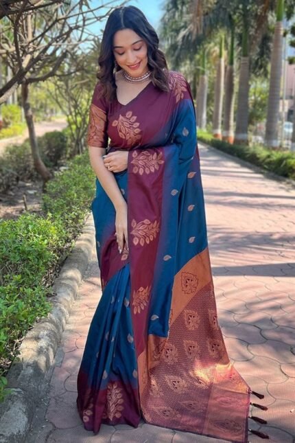 Banarasi Silk Zari Woven Jacquard Saree For Festive Glamour Festive Wear